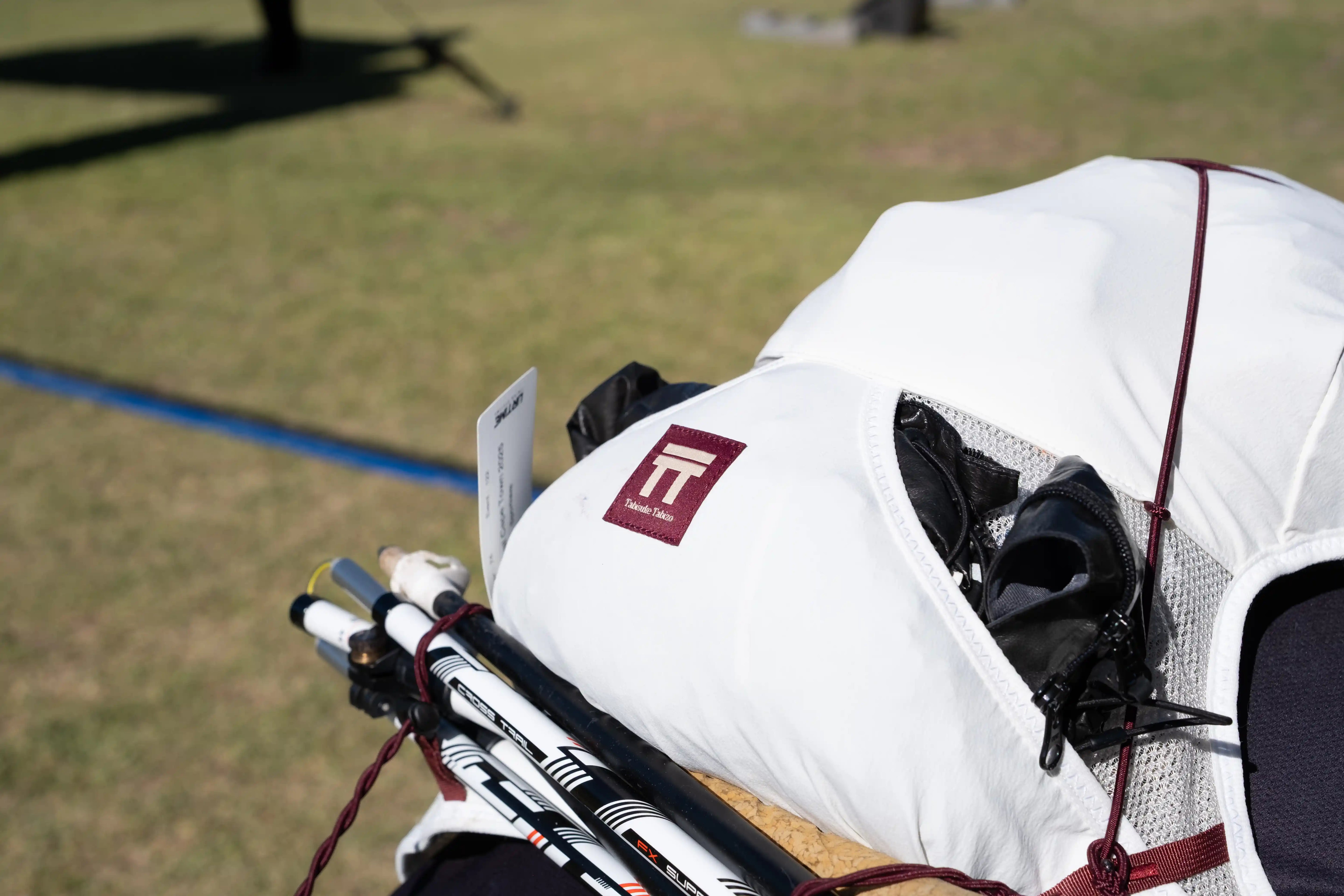 Tabisuke Tabizo (T2) Ultra 10 Hydration vest with running poles. Shot taken at Cape Town Ultra Trail