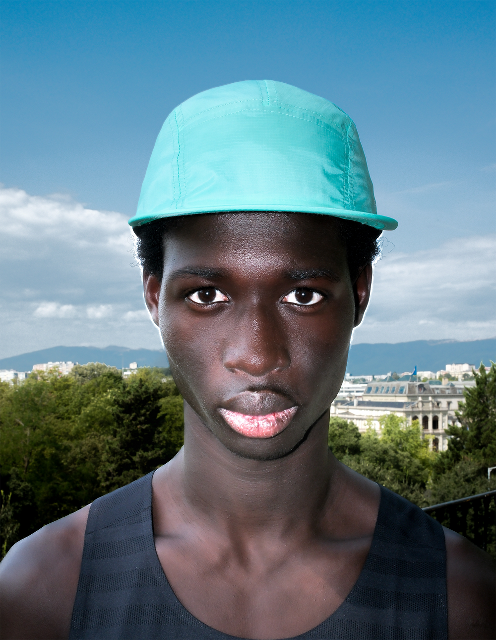 Lievre Running turquoise performance running cap, lightweight technical fabric with adjustable back cord and "Engineered for the Art of Running" text on the side panel.