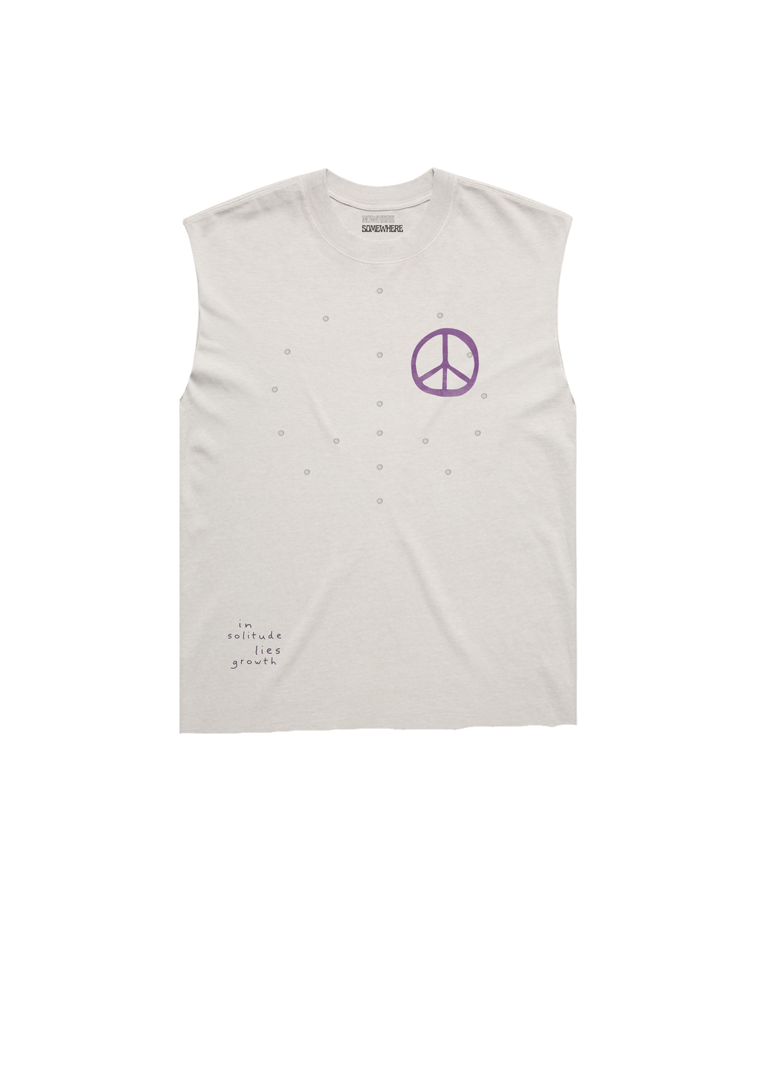 Nowhere Somewhere In Solitude Lies Growth Tank with PeaceBreathe ventilation and raw edge finish