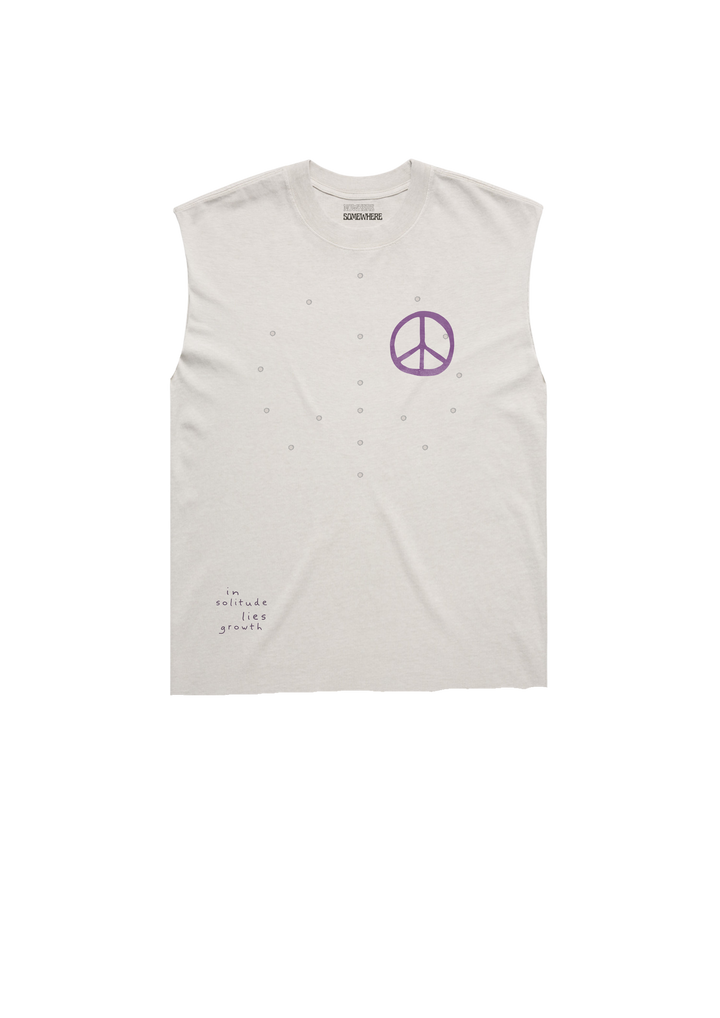 Nowhere Somewhere In Solitude Lies Growth Tank with PeaceBreathe ventilation and raw edge finish