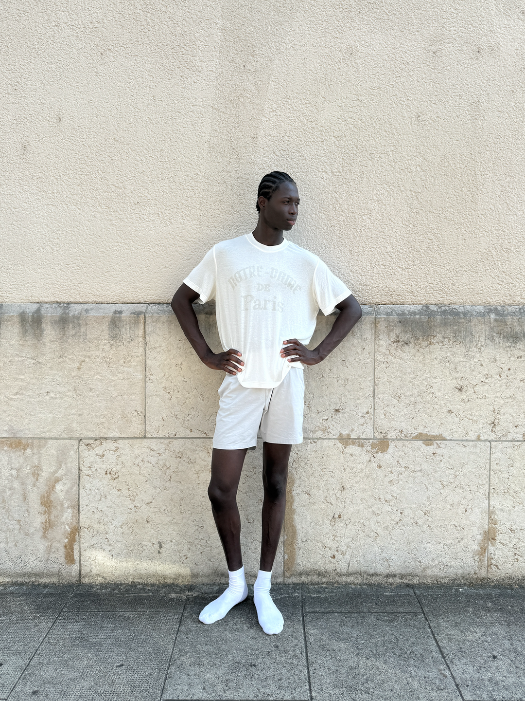 Lightweight Off White SS T-shirt by Lievre Running featuring a tonal graphic and comfortable fabric blend.
