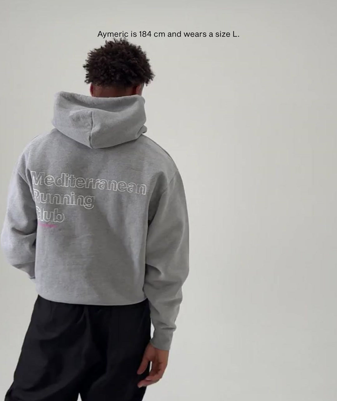 Peaufine Athletics Heavyweight Hoodie Mediterranean Running Club Heather Grey — flat lay
