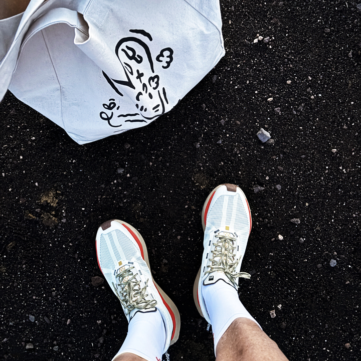 4T2 - weekdays running shoe in new vintage white with dual density midsole and durable outsole.
