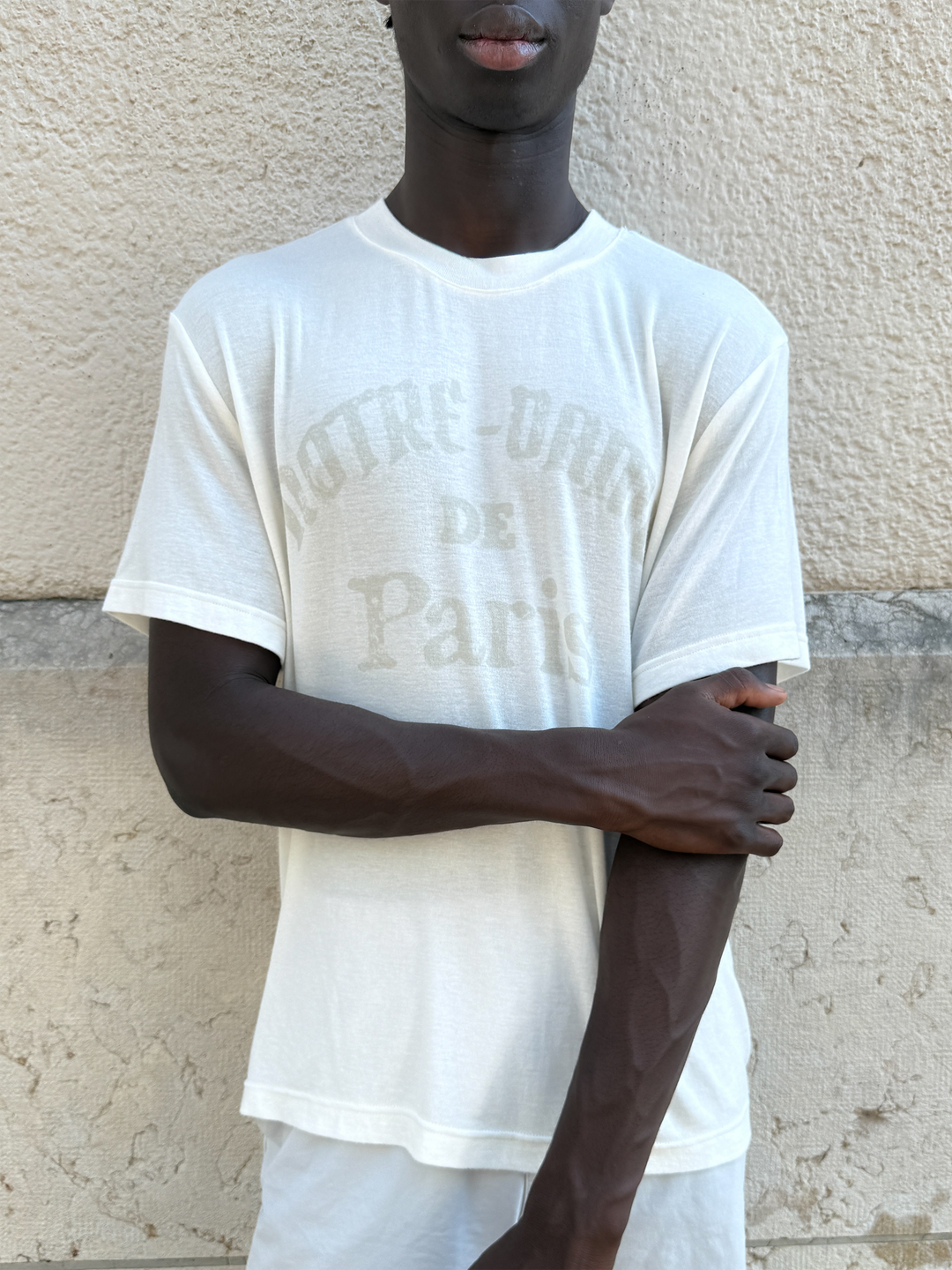 Lightweight Off White SS T-shirt by Lievre Running featuring a tonal graphic and comfortable fabric blend.