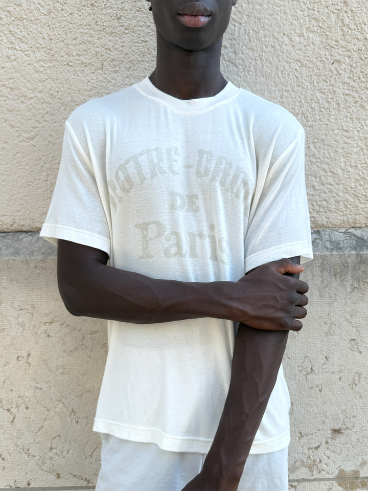 Lightweight Off White SS T-shirt by Lievre Running featuring a tonal graphic and comfortable fabric blend.