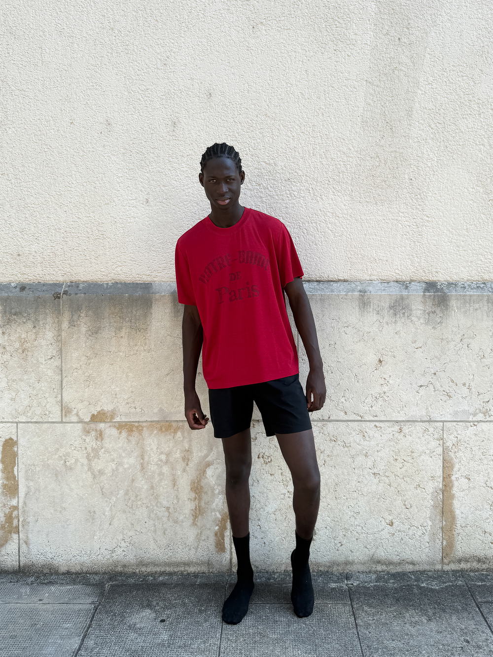 Red Print T-shirt from Lievre Running, featuring a soft fabric blend and oversized fit, perfect for casual wear.