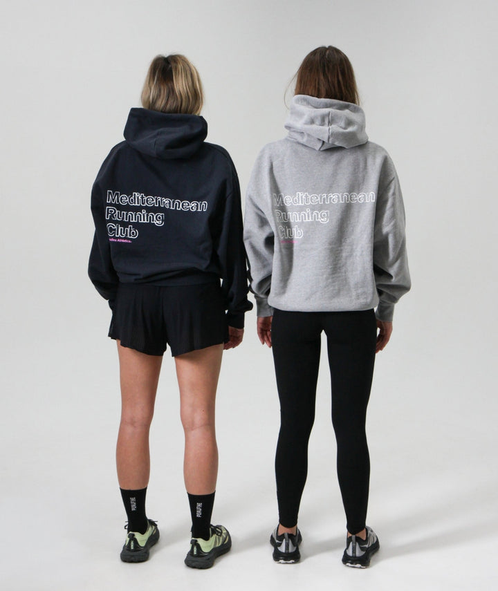 Peaufine Athletics Heavyweight Hoodie Mediterranean Running Club Navy FW26 — texture