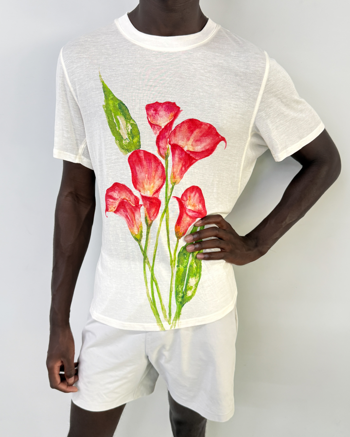Lievre Running Lyocell Calla Lily T-shirt, sustainably sourced Lyocell fabric in a minimal silhouette designed for running and everyday movement.