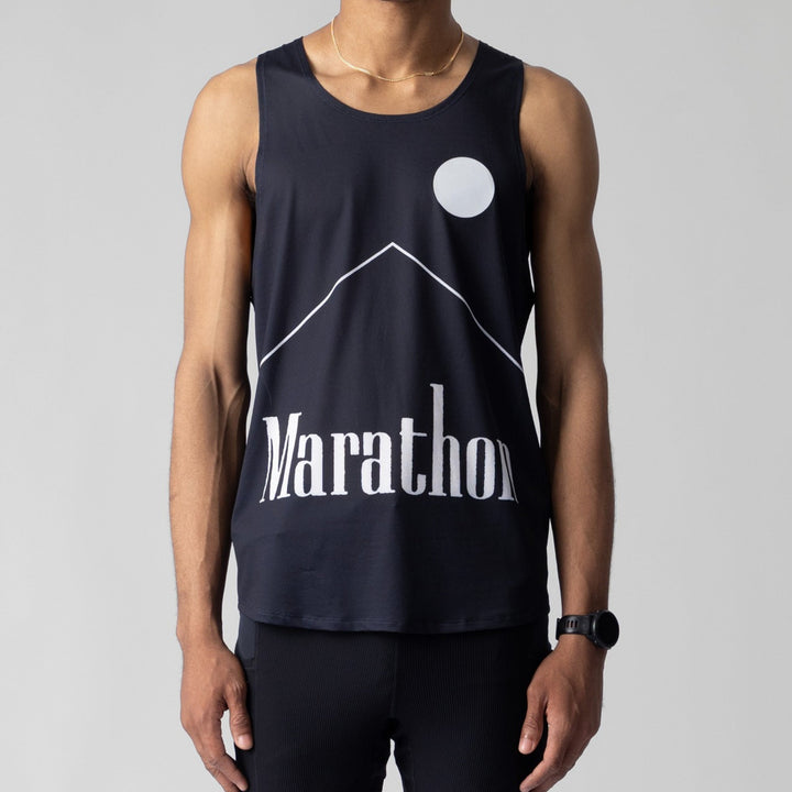 A black Marlboro singlet featuring a breathable design for running and workouts, made from lightweight polyester and spandex.