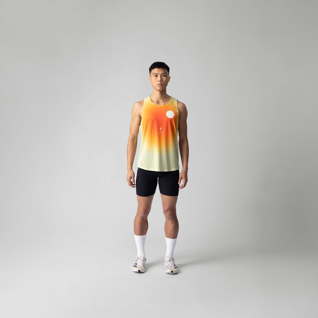 Participation Sage Red Singlet featuring a gradient design, ideal for running and outdoor activities.
