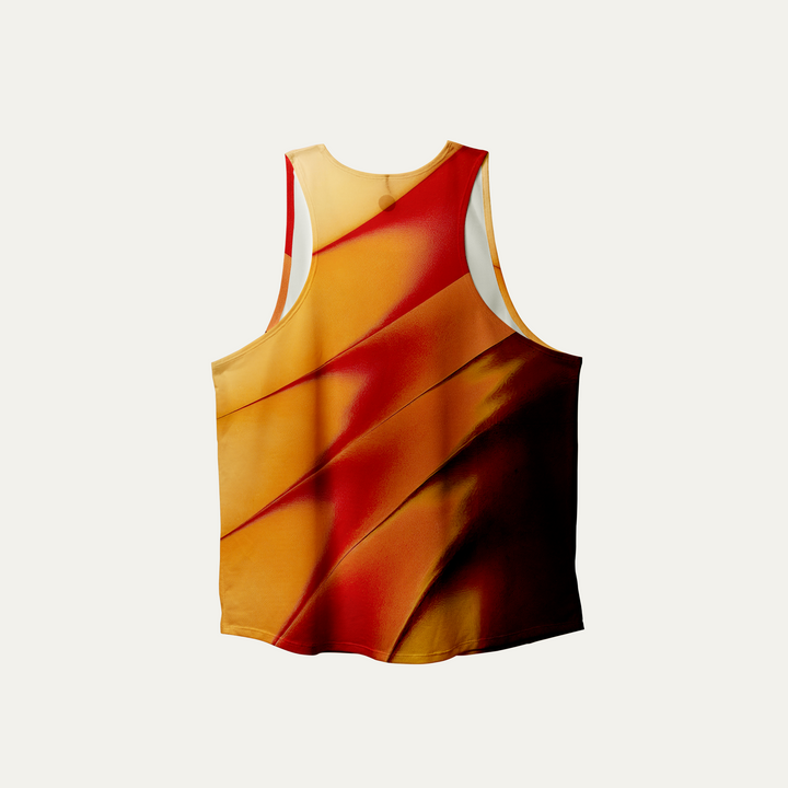 A lightweight and breathable orange singlet from Participation, designed for activewear with moisture-wicking properties.