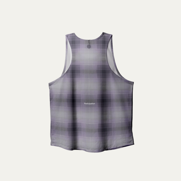 Lightweight plaid singlet from Participation, designed for comfort and moisture-wicking during workouts.