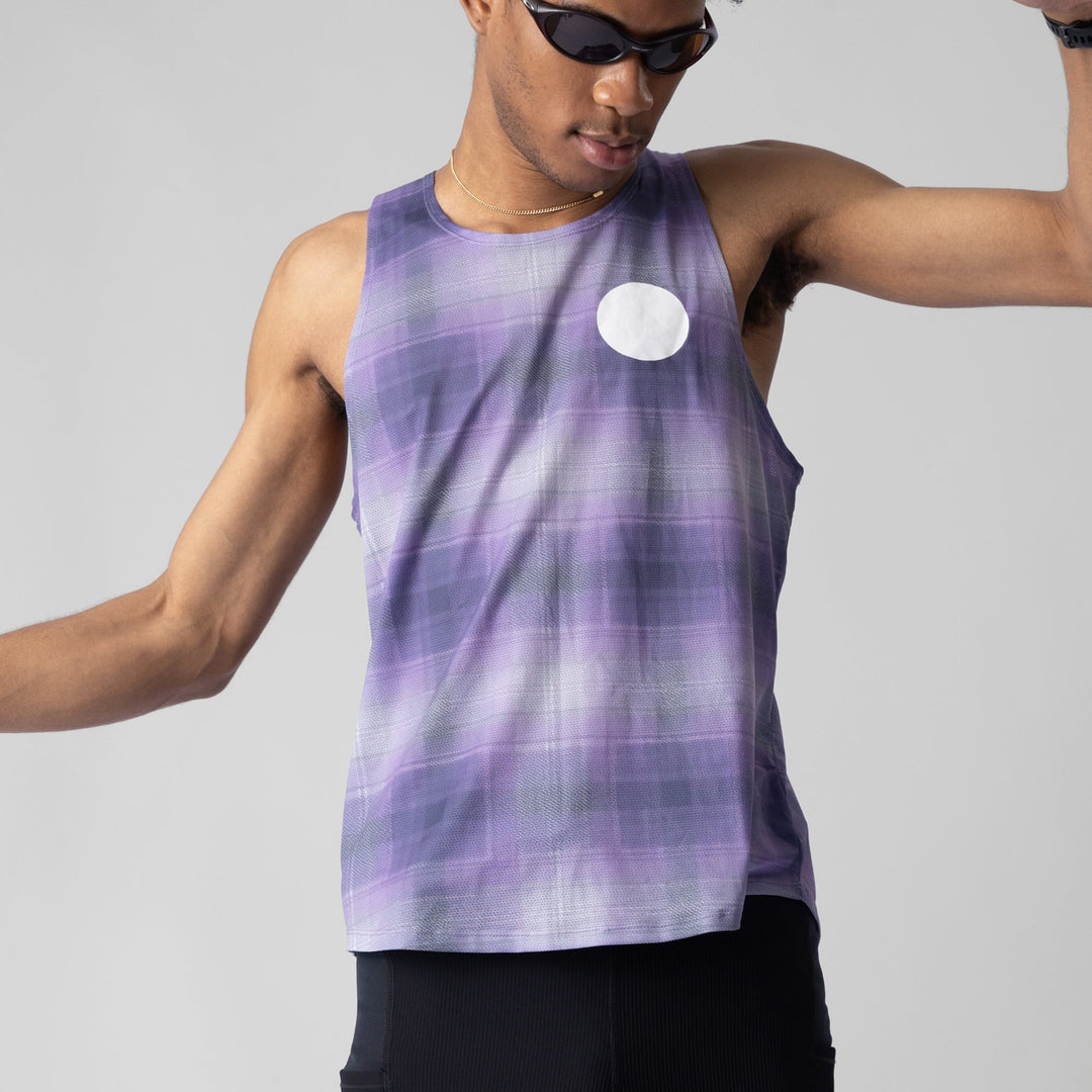 Lightweight plaid singlet from Participation, designed for comfort and moisture-wicking during workouts.