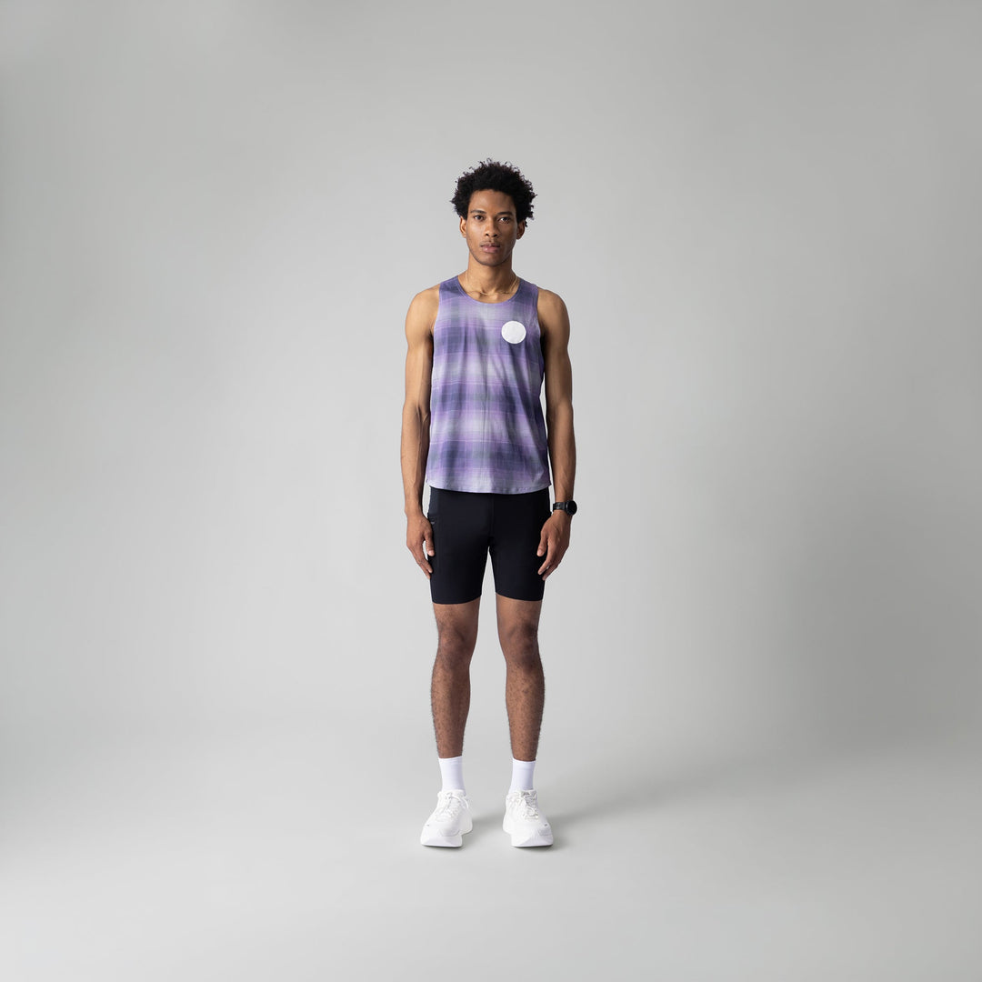 Lightweight plaid singlet from Participation, designed for comfort and moisture-wicking during workouts.