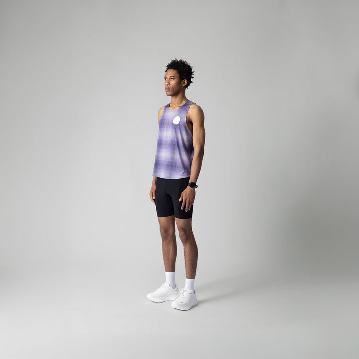 Lightweight plaid singlet from Participation, designed for comfort and moisture-wicking during workouts.