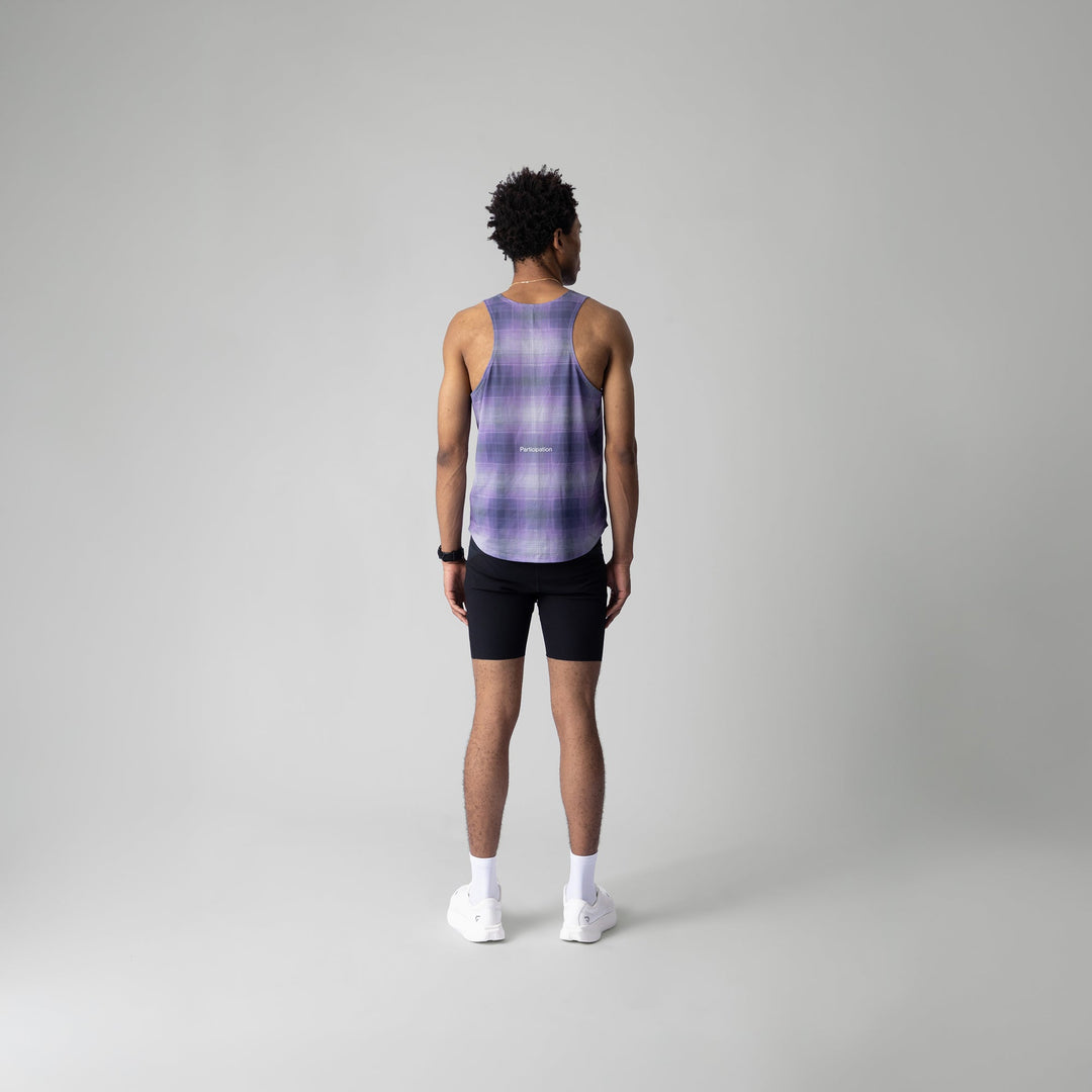 Lightweight plaid singlet from Participation, designed for comfort and moisture-wicking during workouts.
