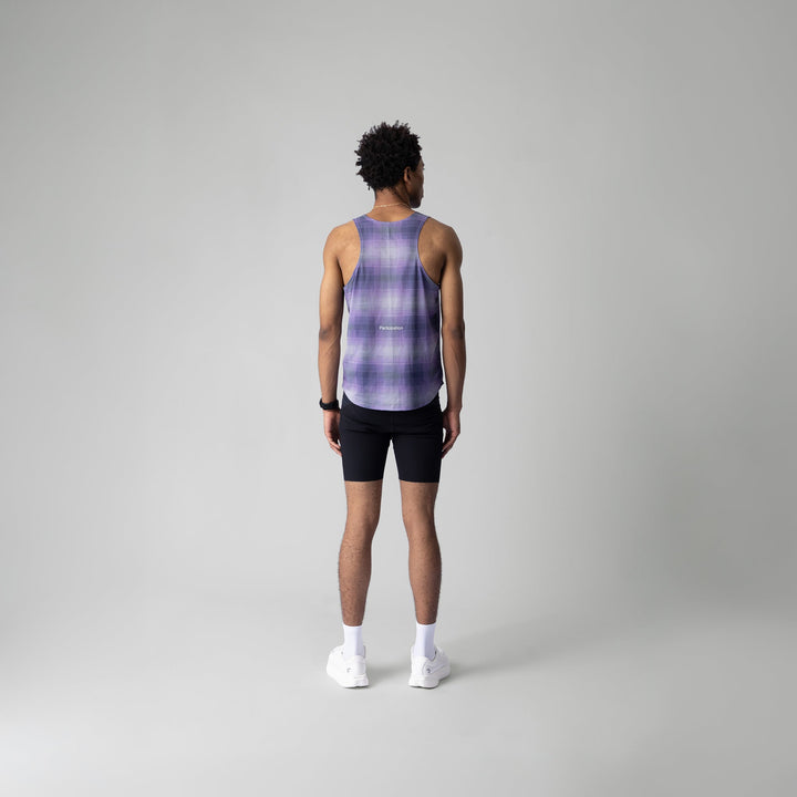 Lightweight plaid singlet from Participation, designed for comfort and moisture-wicking during workouts.