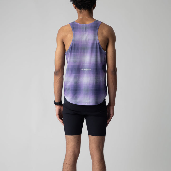Lightweight plaid singlet from Participation, designed for comfort and moisture-wicking during workouts.