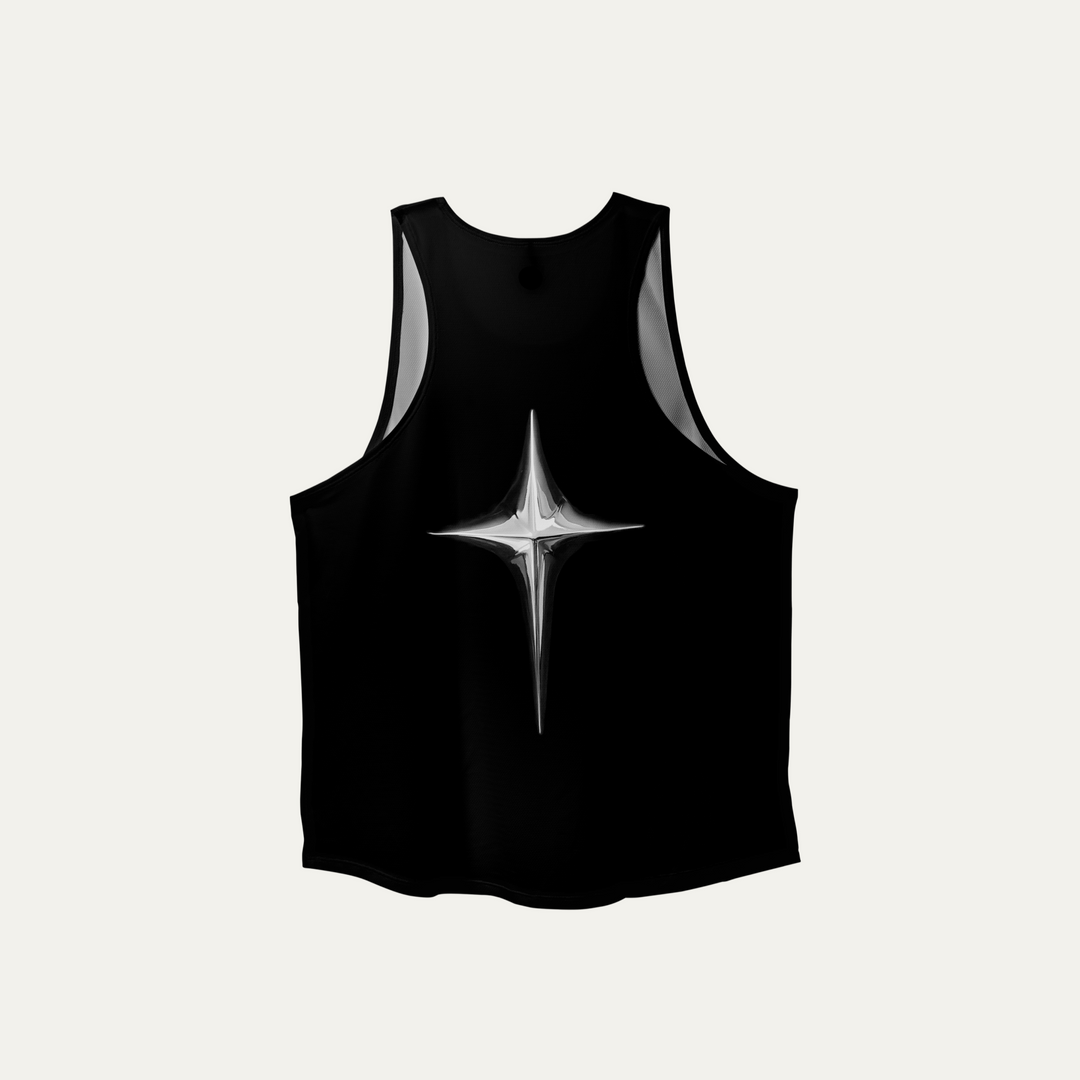 Front view of the Chrome Participant V2 Singlet showcasing its breathable fabric and active design for workouts.