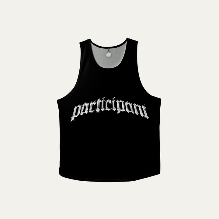 Front view of the Chrome Participant V2 Singlet showcasing its breathable fabric and active design for workouts.