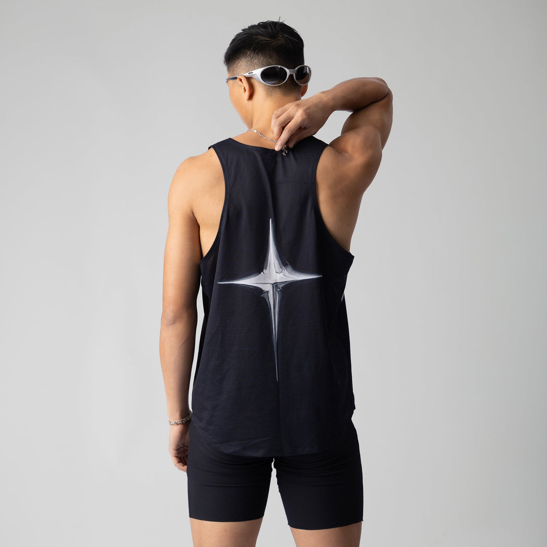 Front view of the Chrome Participant V2 Singlet showcasing its breathable fabric and active design for workouts.