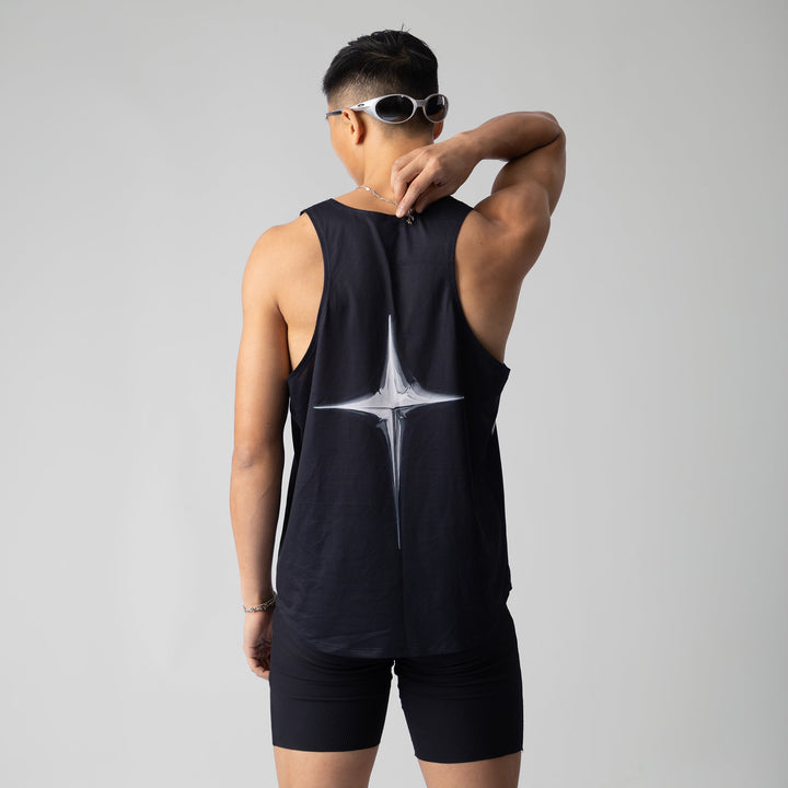Front view of the Chrome Participant V2 Singlet showcasing its breathable fabric and active design for workouts.