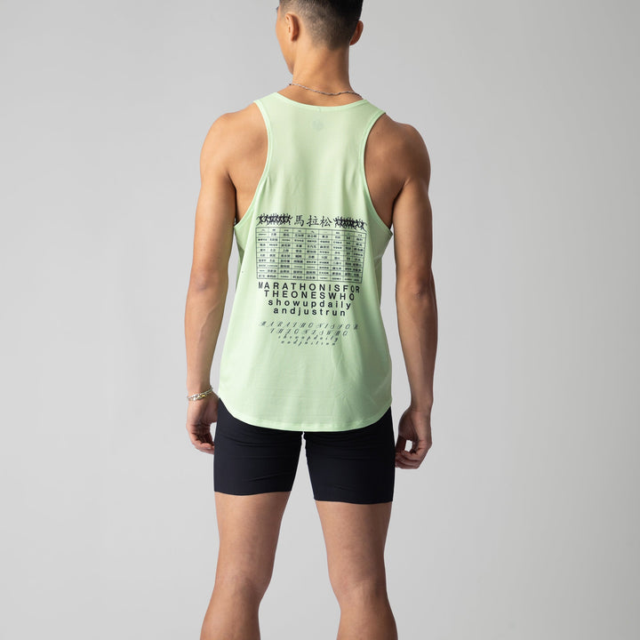 Lightweight green pistachio Exercise Singlet by Participation, designed for breathability and quick-drying for workouts.