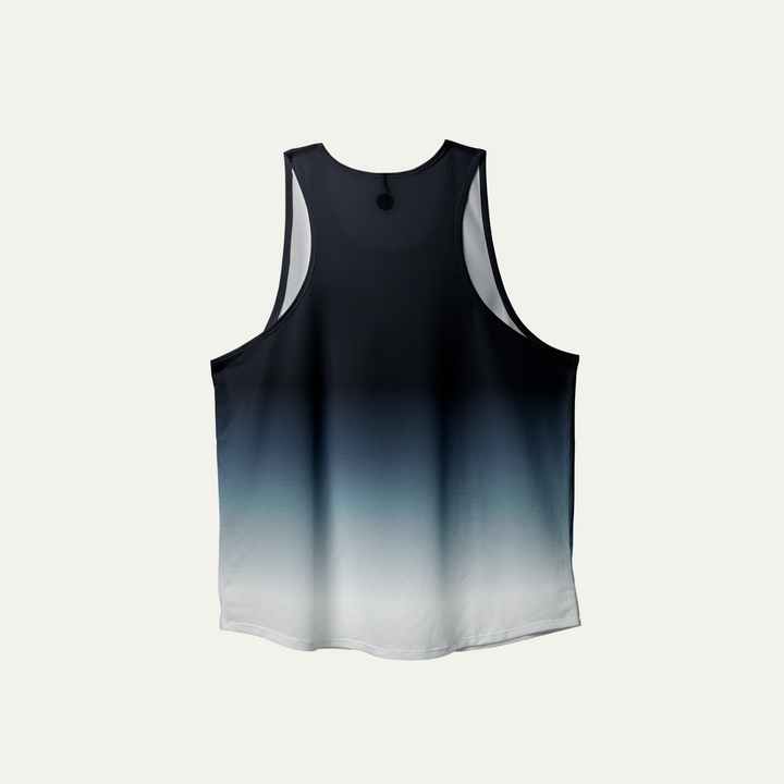 Participation Cold Gradient Singlet in a stylish gradient from black to blue and white, perfect for activewear.