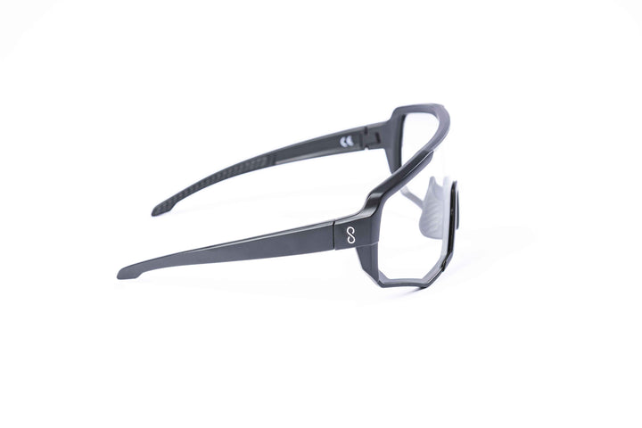 Black Nita 2 performance eyewear from Coast Optics with clear Cat 0 lens and more, Bio-TR90 frame shown alone in a neutral studio setting, available in multiple colours.