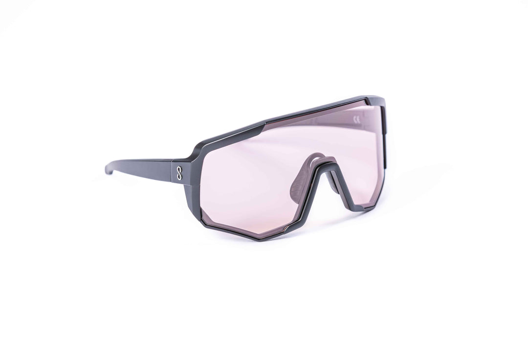 Black Nita XL performance eyewear from Coast Optics with clear Cat 0 lens and more, Bio-TR90 frame shown alone in a neutral studio setting.