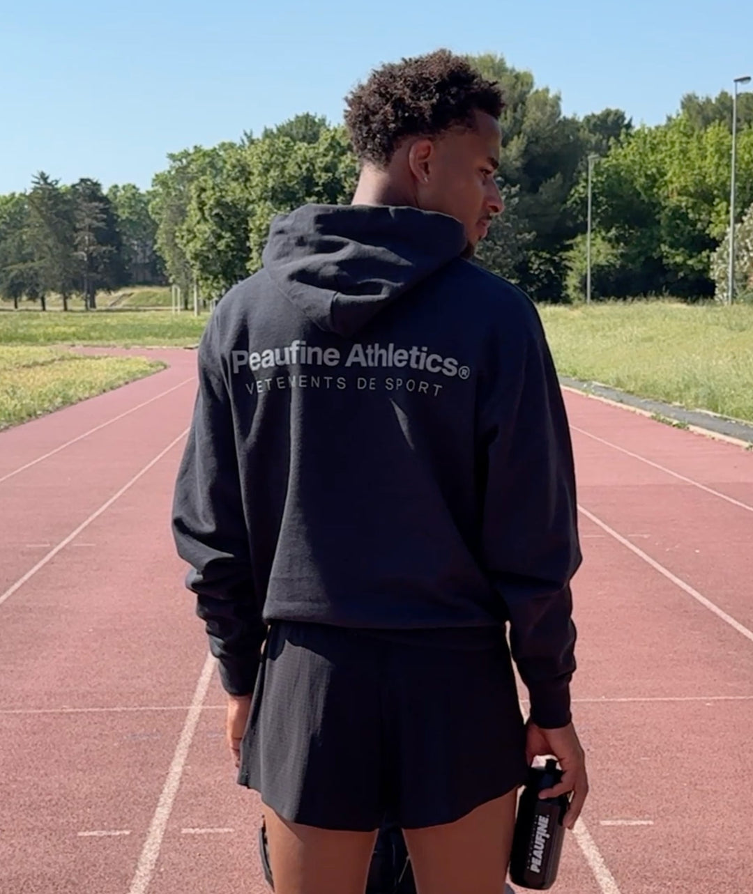 Peaufine Athletics Heavyweight Hoodie Black Reflective — detail