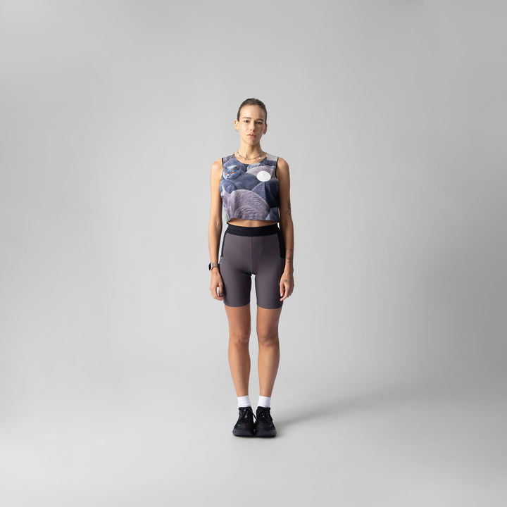 British Shorthair Crop Singlet by Participation showcasing a unique cat-inspired design.