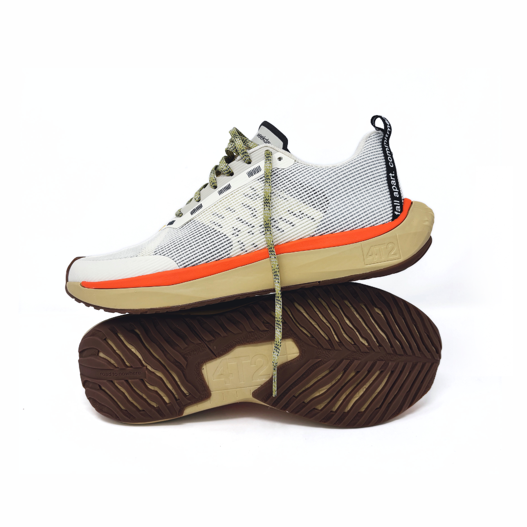 4T2 - weekdays running shoe in new vintage white with dual density midsole and durable outsole.