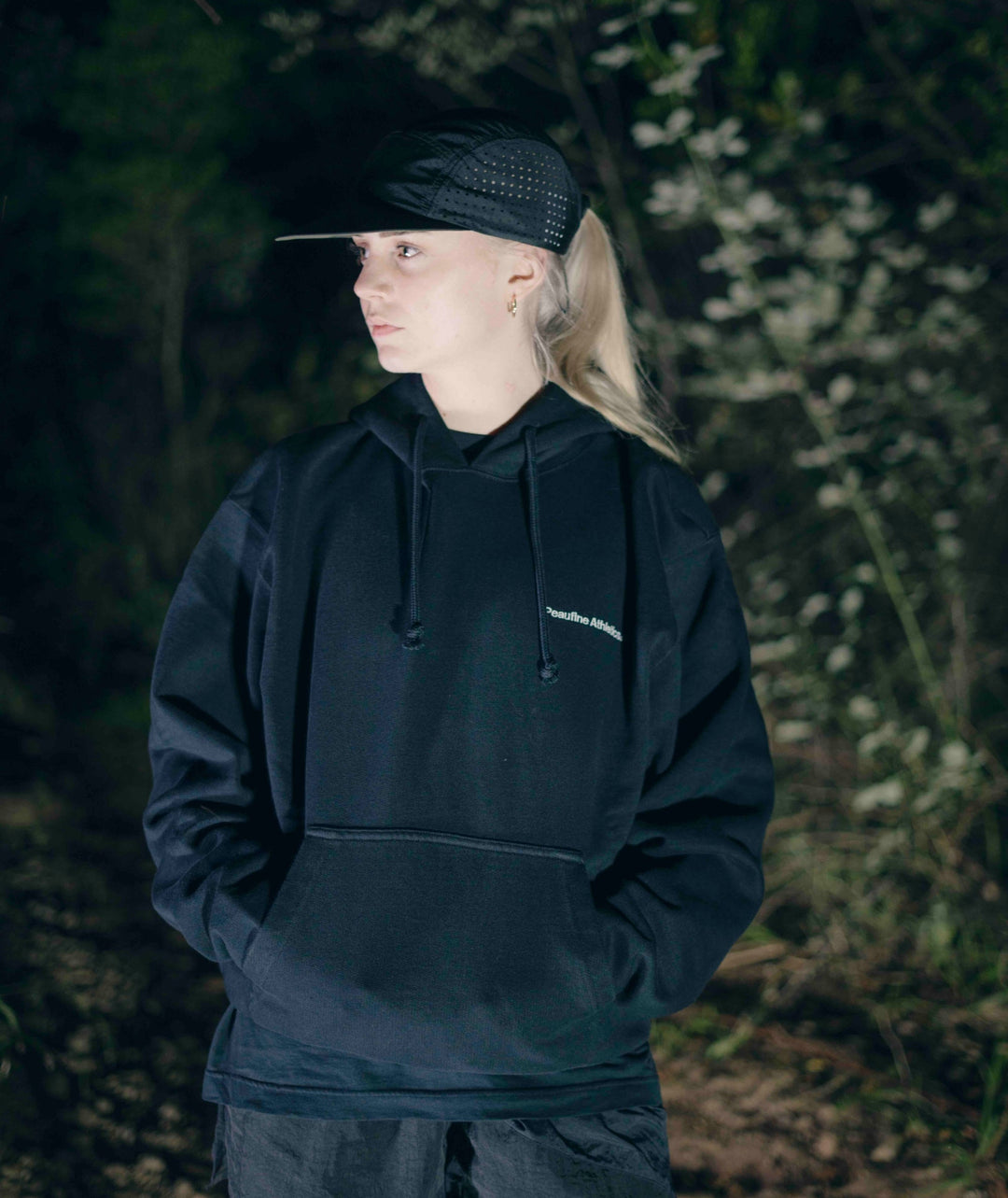 Peaufine Athletics Heavyweight Hoodie Black — back view