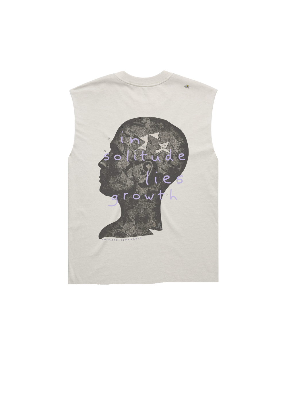 Nowhere Somewhere In Solitude Lies Growth Tank with PeaceBreathe ventilation and raw edge finish