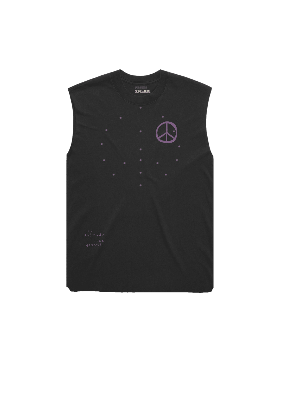 Nowhere Somewhere In Solitude Lies Growth Tank with PeaceBreathe ventilation and raw edge finish