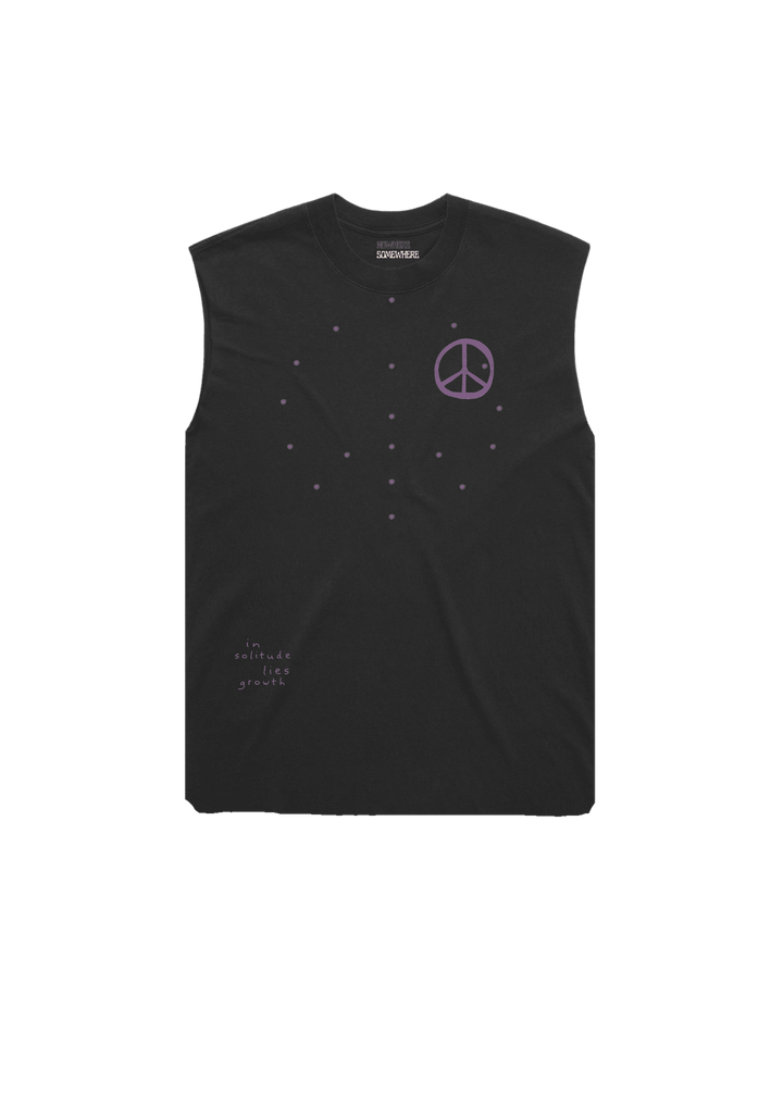 Nowhere Somewhere In Solitude Lies Growth Tank with PeaceBreathe ventilation and raw edge finish