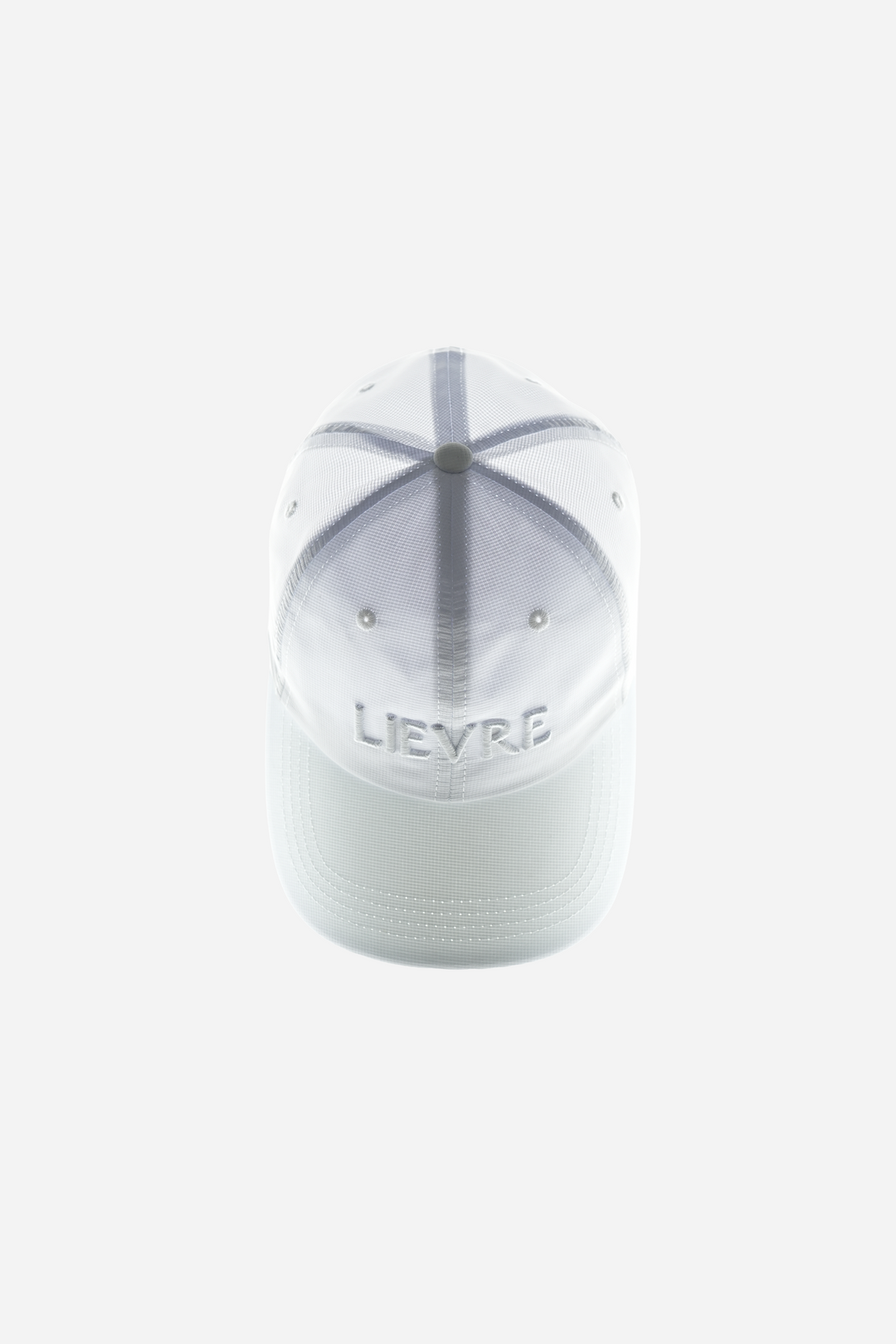 Lievre Running Signature White Cap, ultra-lightweight technical nylon construction with minimal design and adjustable back cord.