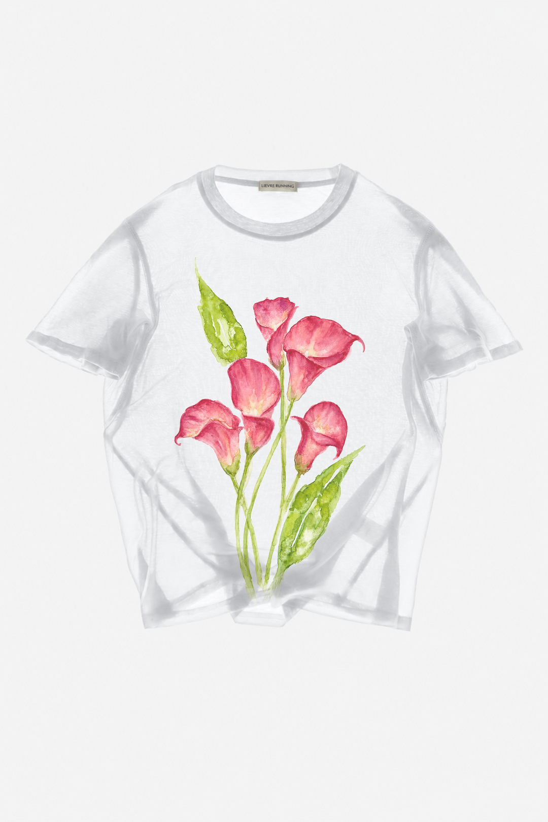 Lievre Running Lyocell Calla Lily T-shirt, sustainably sourced Lyocell fabric in a minimal silhouette designed for running and everyday movement.