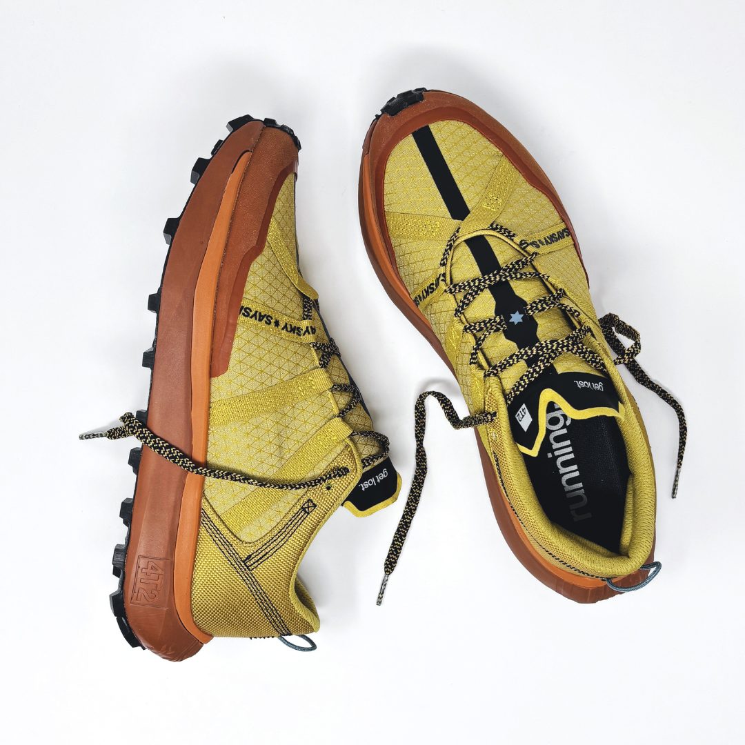 4T2 get lost saysky edition trail running shoe with vibrant colors, featuring a durable vibram outsole.