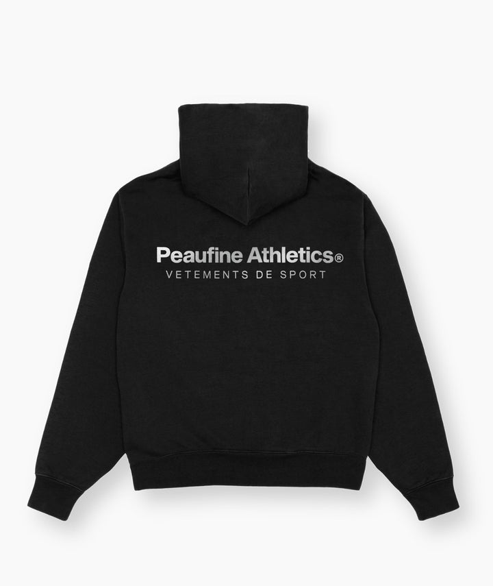 Peaufine Athletics Heavyweight Hoodie Black Reflective — front view