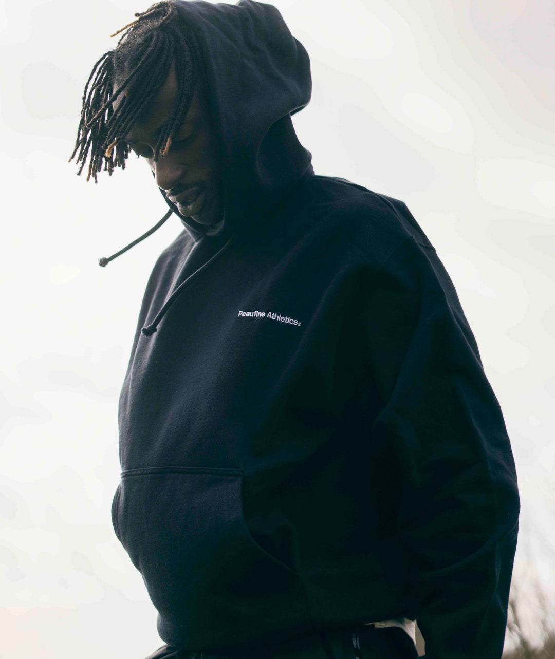 Peaufine Athletics Heavyweight Hoodie Black — front view