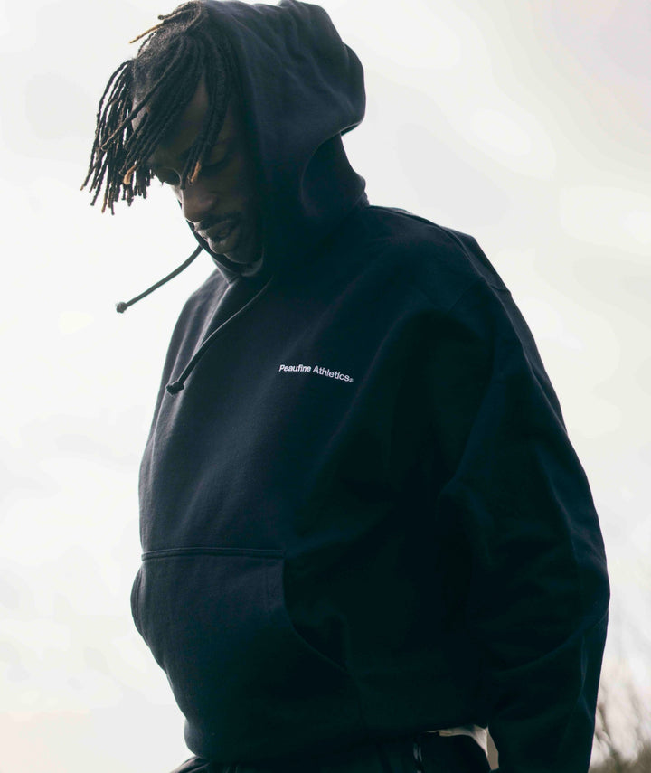 Peaufine Athletics Heavyweight Hoodie Black — front view