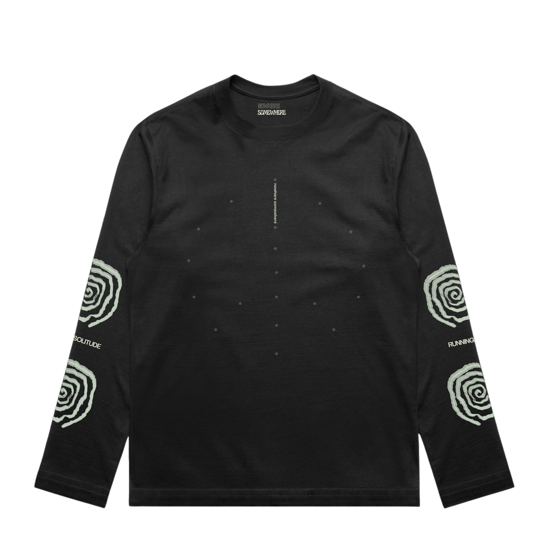 Nowhere Somewhere Mid Fuzz Long Sleeve in black