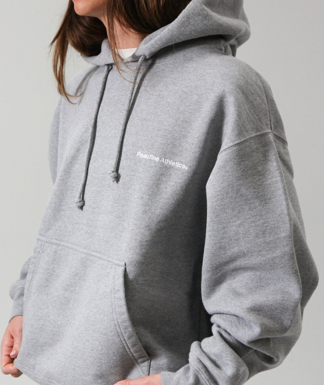 Peaufine Athletics Heavyweight Hoodie Mediterranean Running Club Heather Grey — back view
