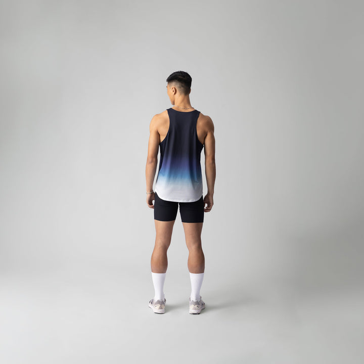 Participation Cold Gradient Singlet in a stylish gradient from black to blue and white, perfect for activewear.