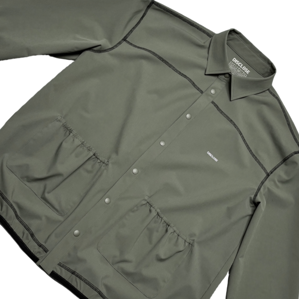 Dark Olive  DISCLOSE 002 All Terrain Button Down Shirt, lightweight technical button down shirt designed for running, hiking, and changing outdoor conditions