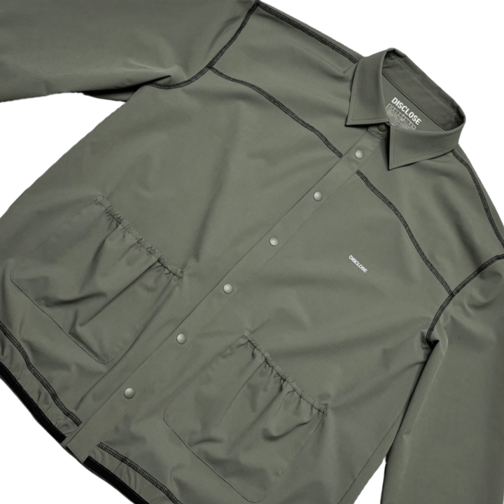Dark Olive  DISCLOSE 002 All Terrain Button Down Shirt, lightweight technical button down shirt designed for running, hiking, and changing outdoor conditions