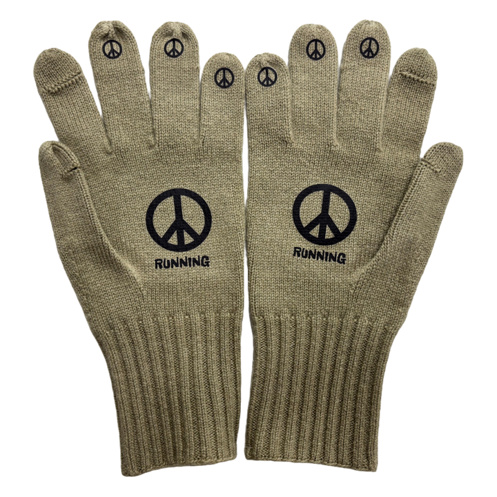 Khaki DISCLOSE 003 LSD Peace Gloves, ultra-light merino wool and cashmere running gloves for warmth without bulk
