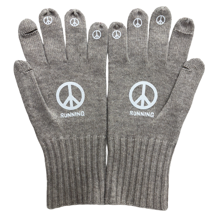 Beige DISCLOSE 003 LSD Peace Gloves, ultra-light merino wool and cashmere running gloves for warmth without bulk